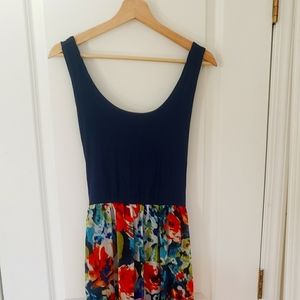 Navy and Floral Crossback Dress